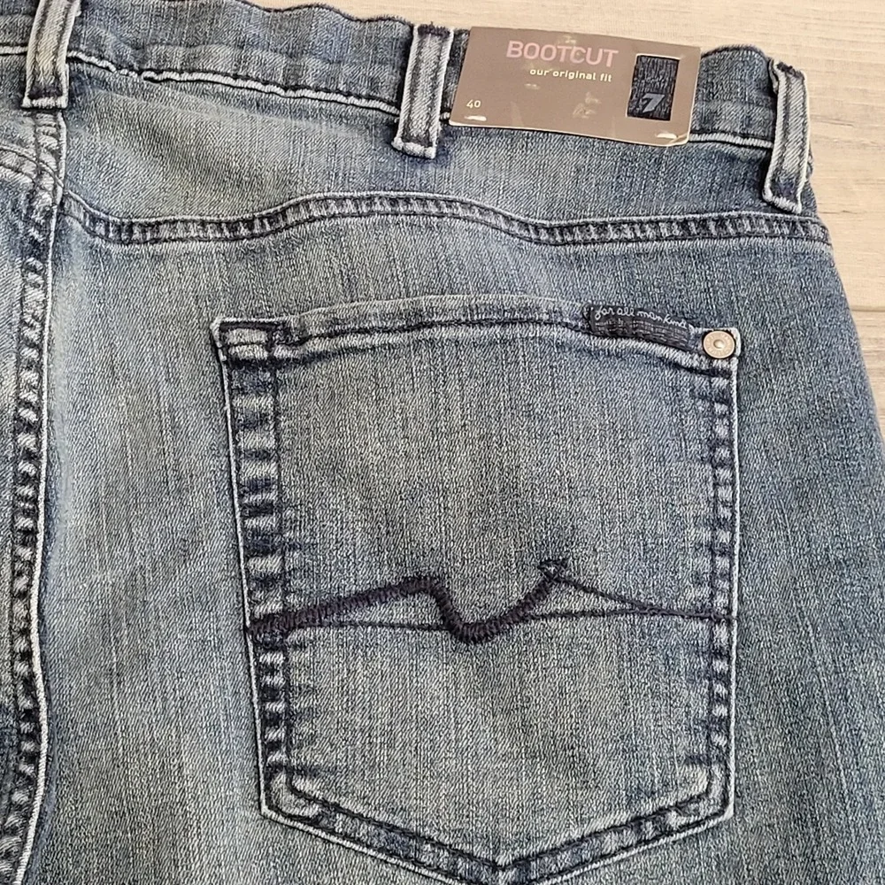 👖NWT 7 For All Mankind Jeans Men 40x30 Medium Wash w/Fade Bootcut Western Rodeo